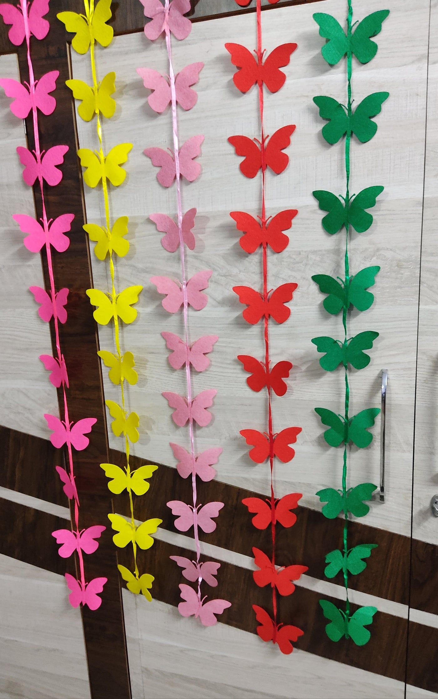 Lamansh backdrop LAMANSH® (Pack of 50 Hangings) 4.5 ft Decorative Butterfly 🦋 Felt Fabric Hanging for Wedding Backdrops / Haldi & Wedding Event Decoration /Indian Wedding Decor
