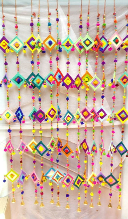 LAMANSH® ( Pack of 10 line Hangings ) 4 ft Decorative Wool Hanging for Wedding Backdrops / Haldi & Wedding Event Decoration /Indian Wedding Decor