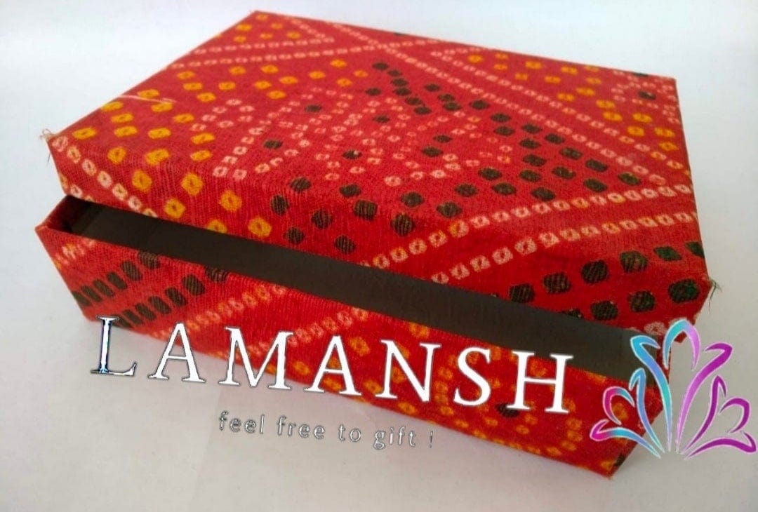 LAMANSH Bandhani color / Cardboard / 25 LAMANSH® ( Pack of 25 , 500gm Sweet Box) Rajasthani sweet Hamper Box for Wedding Functions / Rectangular Cardboard Meethai Boxes with Bandhani Print