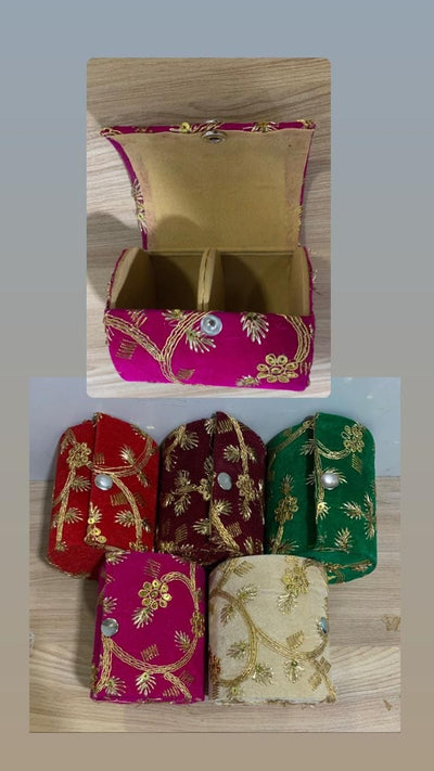 LAMANSH® Bangles Box Assorted Colors / Fabric & Wood LAMANSH® (Pack of 25) 4 inch Chudi Bangles Box | Bangle holder | Sequin Work Bangle Organiser For Women|Bangle Box Storage For Women|Return Gift Favor Box
