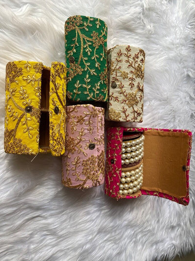 LAMANSH ® bangles box Assorted colors LAMANSH® Pack of 10 (6 inch)Indian wedding gift box silk fabric bangle box wedding favors Mehndi return gift embroidered bangle box 6” bangle box designer jewelry box