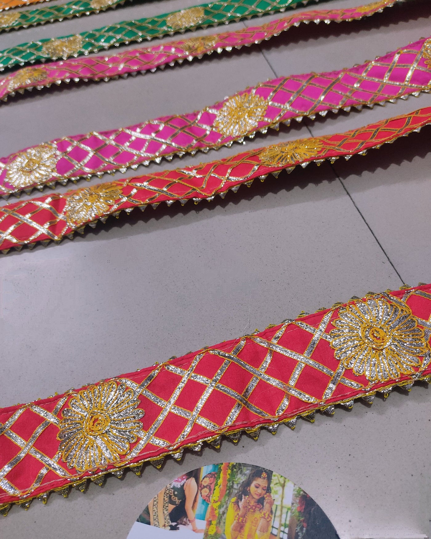 Lamansh Barati Swagat mala LAMANSH® Gota Patti Fabric Barati Swagat Dupatta / Stole For Weddings Guest Welcome / Embroidered Patka for Barati's