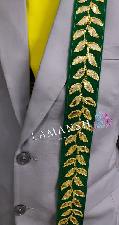 Lamansh Barati Swagat mala LAMANSH® (Green) Gota Patti Fabric Stoles for Guests Welcome / Barati Swagat Mala Dupatta / Patka's For Wedding