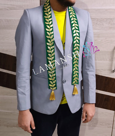 Lamansh Barati Swagat mala LAMANSH® (Green) Gota Patti Fabric Stoles for Guests Welcome / Barati Swagat Mala Dupatta / Patka's For Wedding