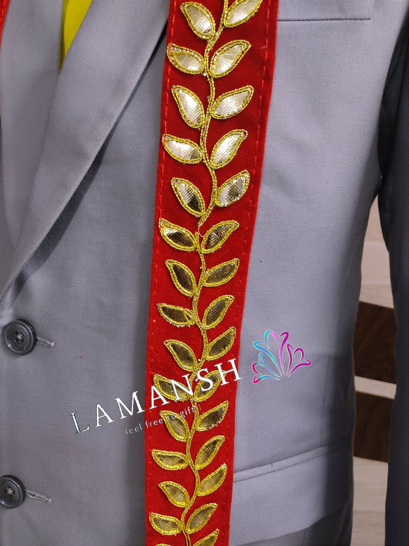 Lamansh Barati Swagat mala LAMANSH® (Pack of 200) Gota Patti Fabric Stoles for Guests Welcome / Barati Swagat Mala Dupatta / Patka's For Wedding