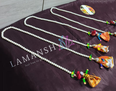 Lamansh Barati Swagat mala Multicolour / Fabric and Pearl / 25 LAMANSH® Pack of 25 Rajasthani Raja Rani Barati Swagat Moti Mala / Dupatta / Stole For Weddings Guest Welcome