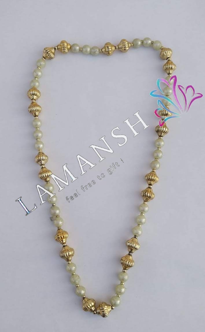 Lamansh Barati Swagat mala White- Glod / Pearl / 25 LAMANSH® Pack of 25 Barati Swagat Moti Mala / Dupatta / Stole  For Weddings, Perfect for Guest Welcome