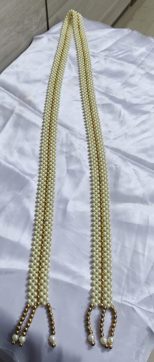 Lamansh Barati Swagat mala White-Gold / Pearl / 10 LAMANSH® Pack of 10 Barati Swagat Mala / Dupatta / Stole  For Weddings, Perfect for Guest Welcome