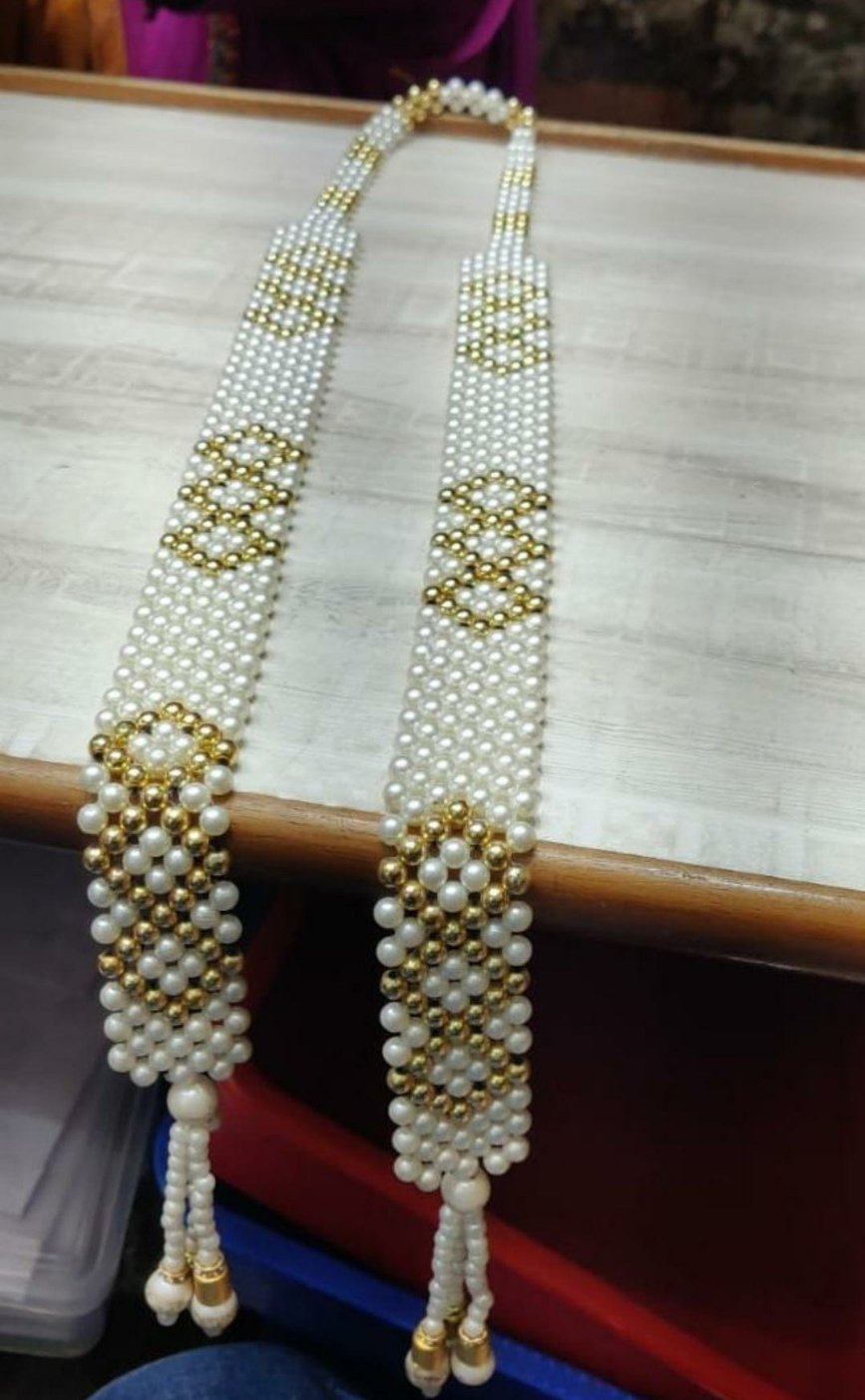 LAMANSH Pack of 10 Designer Pearl Moti Barati Swagat Mala Dupatta Lamansh