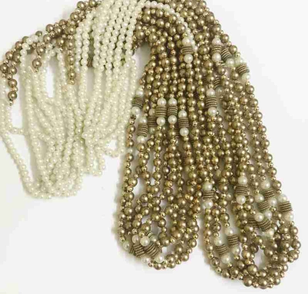 Lamansh Barati Swagat mala White-Gold / Pearl / 25 LAMANSH® Pack of 25 Barati Swagat Mala / Dupatta / Stole  For Weddings, Perfect for Guest Welcome