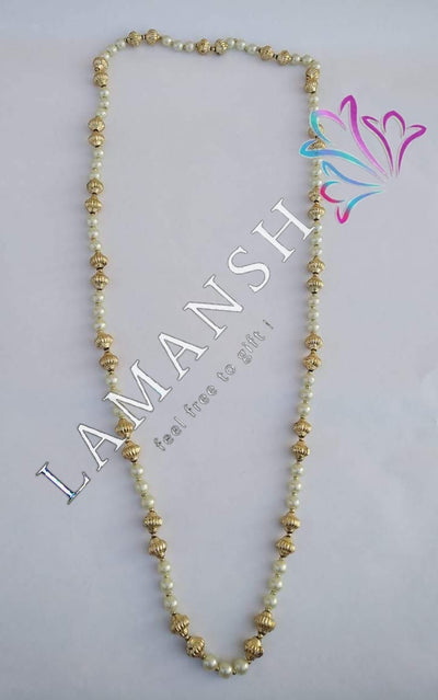 Lamansh Barati Swagat mala White - Gold / Pearl / 25 LAMANSH® Pack of 25 Barati Swagat Moti Mala / Dupatta / Stole  For Weddings, Perfect for Guest Welcome