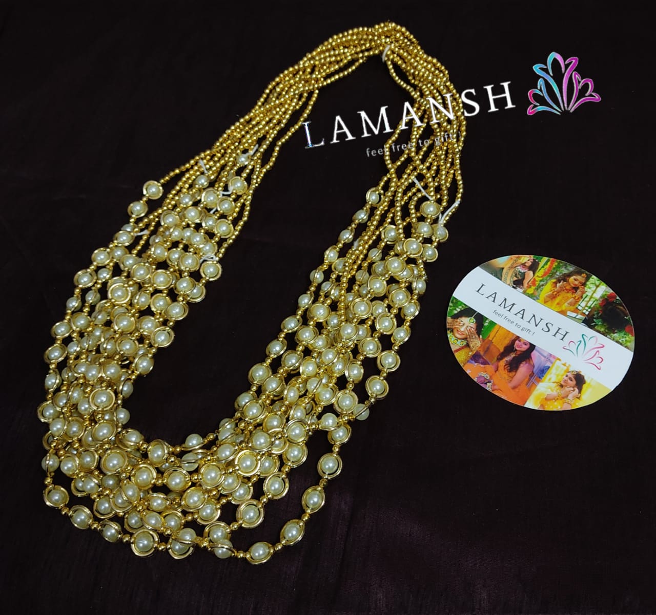 Lamansh Barati Swagat mala White, Gold / Pearl / 25 LAMANSH® Pack of 25 Barati Swagat Moti Mala / Dupatta / Stole  For Weddings, Perfect for Guest Welcome