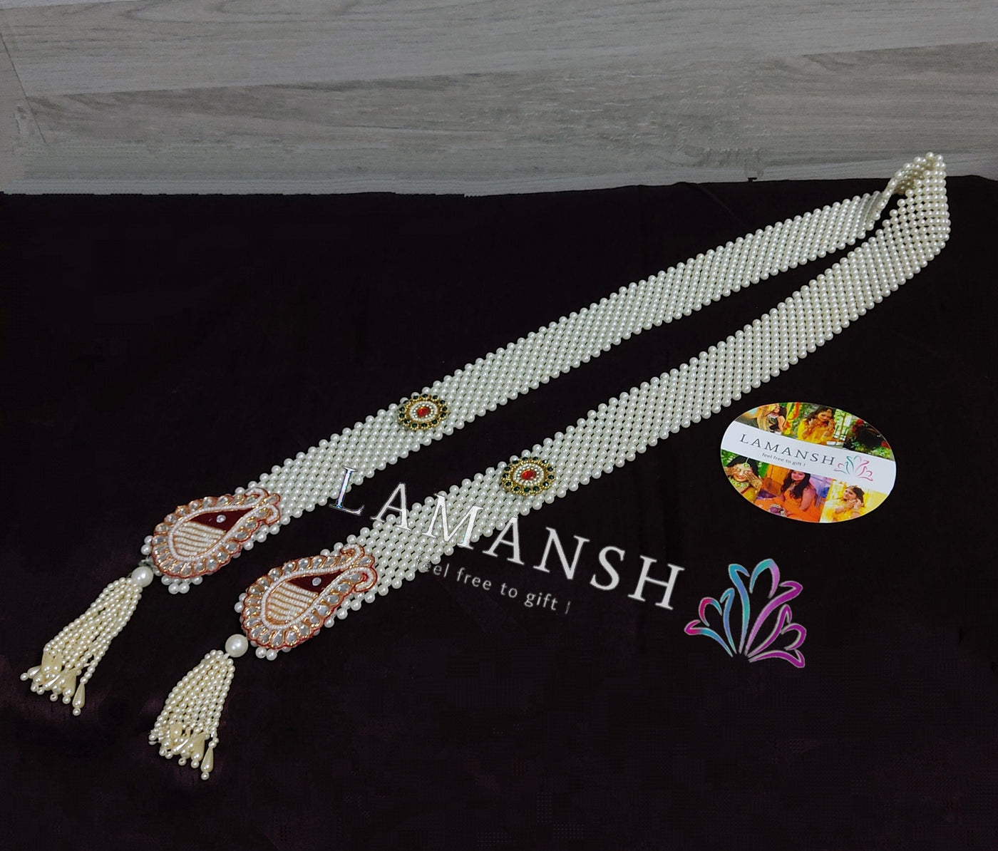Lamansh Barati Swagat mala White / Pearl / 50 LAMANSH® Pack of 50 Stylish Wedding Swagat Moti Mala for Baratis/ Favours For Indian Traditional Weddings (Shaadi)