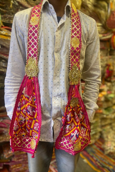 Lamansh Barati Swagat stoles LAMANSH® Gota Patti Designer Fabric Stoles for Guests Welcome / Barati Swagat Mala Dupatta in Patola Design / Patka's For Wedding