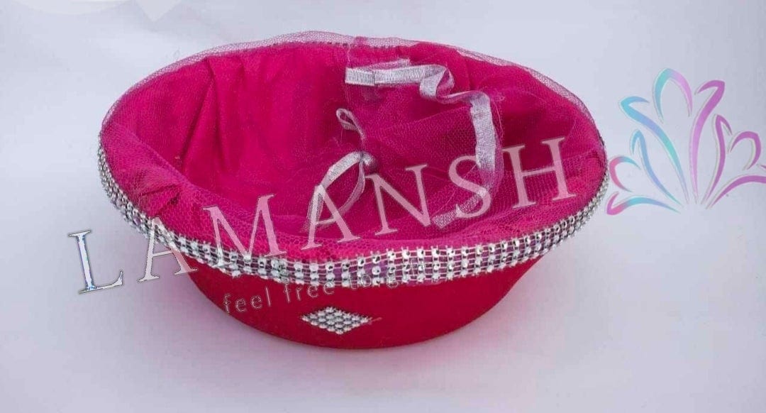 LAMANSH Basket Asorted colours / Wood / 10 LAMANSH® (pack of 10) 12 inch Velvet Fabric Designer Round Basket