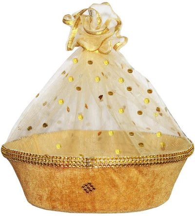 LAMANSH Basket Gold / Wood / 10 LAMANSH® (pack of 10) 12 inch  Brown Velvet Fabric Designer Round Basket, Fancy Gift Hamper, Baby Shower Gifting