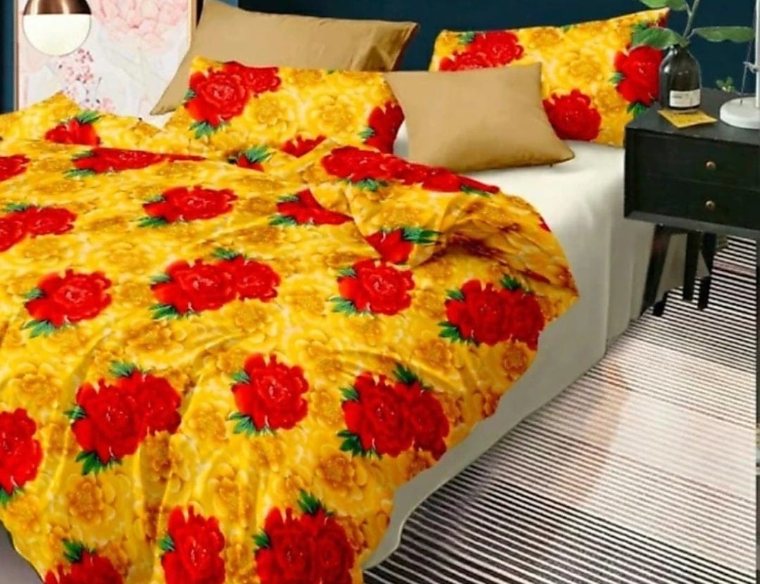Lamansh bedsheet Polycotton / 1 Double size Bedsheet & 2 Pillow covers LAMANSH Flower Print Poly Cotton Fabric 
Double Size 
Bedsheet with pillow covers (Size 90*90 inch)