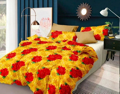 Lamansh bedsheet Polycotton / 1 Double size Bedsheet & 2 Pillow covers LAMANSH Flower Print Poly Cotton Fabric Double Size Bedsheet with pillow covers (Size 90*90 inch)