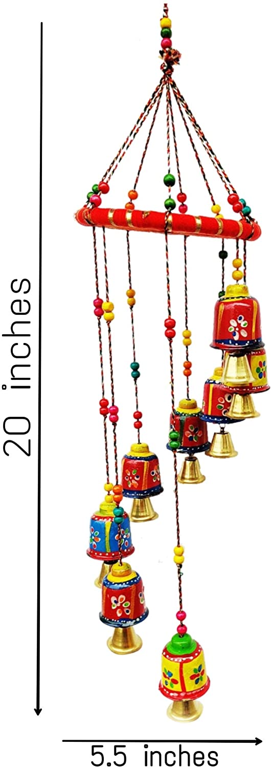 LAMANSH Bell Toran Set Multicolor / Wood / 2 LAMANSH® Pack of 2 Handcrafted Rajasthani Door/Wall Hanging Decorative Hanging/Wall Hanging/Home Decor/Home Furnishing/Diwali Gift/Corporate Gift