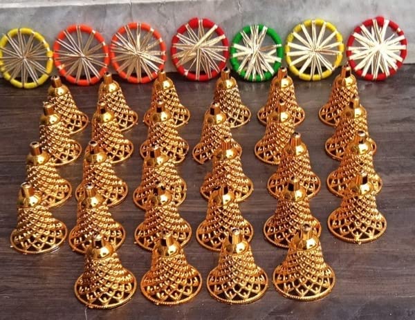 Lamansh bells Pack of 100 Plastic Jingle Bells 🔔 Home Festive Decor / for Art & craft , jewelry making / Plastic bell for christmas tree decoration & decorative hangings
