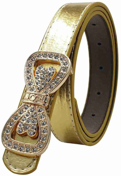 LAMANSH Belt Golden / Artificial Leather / Standard LAMANSH® Golden Leather Belts With Metal Buckle