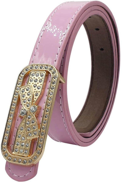 LAMANSH Belt Pink / Artificial Leather / Standard LAMANSH® Pink Artificial Leather Belts With Metal Buckle for Women