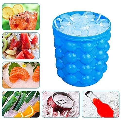 Lamansh Blue / Silicon / 1 LAMANSH® Silicone Ice Cube Maker | The Innovation Space Saving Ice Cube Maker | Bucket Revolutionary Space Saving Ice-Ball Makers for Home, Party and Picnic