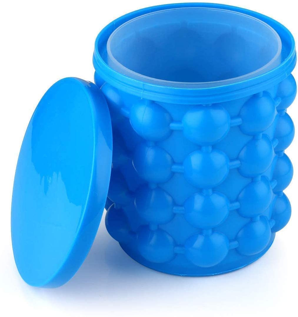 Lamansh Blue / Silicon / 1 LAMANSH® Silicone Ice Cube Maker | The Innovation Space Saving Ice Cube Maker | Bucket Revolutionary Space Saving Ice-Ball Makers for Home, Party and Picnic