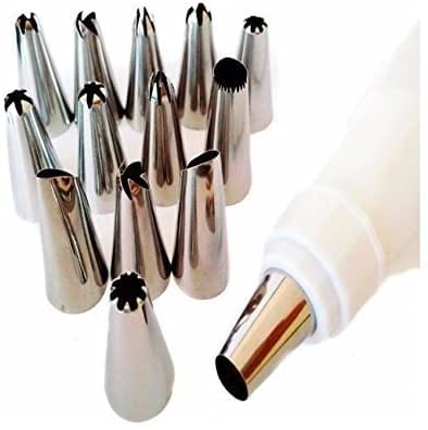 LAMANSH Cake Frosting Tool Silver / Stainless steel / Standard  LAMANSH ® 12 Piece Cake Decorating Set Frosting Icing Piping Bag Tips with Steel Nozzles. Reusable & Washable