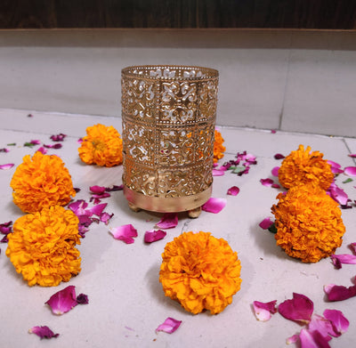 Lamansh Candle Holders LAMANSH® (4*2.5 inch) Metal Decorative Glass shaped Diya Tealight Candle 🪔 holder stand / Metal Handicraft for corporate & festival gifting 🎁 / Home decor product for Diwali ( candles not included )