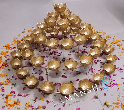 Lamansh Candle Holders LAMANSH® Metal Rangoli Diya Tealight Candle 🪔 holder stand / Mountain Diya Stands /Metal Handicraft for corporate & festival gifting 🎁 / Home decor product for Diwali ( candles not included )