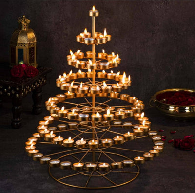 LAMANSH Candle Holders Pack of 4 Decorative Diya Stand for Diwali Decoration ( at Rs 2800 each ) 2.5 ft height & 77 Tea Light Candle Holder Iron Stand for decorating your Events & Home