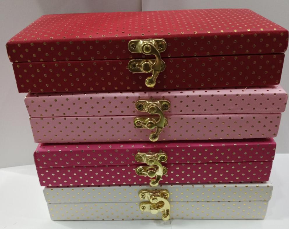 LAMANSH Cash box Assorted colors / Fabric & Wood / 5 LAMANSH® Pack of 5 (4*8 inch) Dotted Design Jaipuri Cash Box, Shagun Box, Gift Box, Gaddi Box, Jewellery Box for Wedding Gift / Low cost Return Gifts 🎁 for Guests