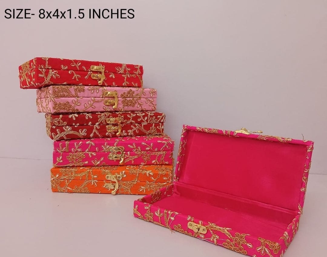LAMANSH Cash box Multicolor / Wood & Fabric / 100 Lot of 100 pcs Embroidered Gaddi Cash Box, Shagun Box, Gift Box, Gaddi Box, Jewellery Box, Shagun Envelope Wedding Gift Mixed Colour 