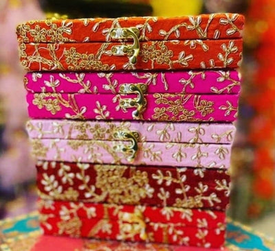 LAMANSH Cash box Multicolor / Wood & Fabric / 20 LAMANSH® Pack of 20 Embroidered Gaddi Cash Box, Shagun Box, Gift Box, Gaddi Box, Jewellery Box, Shagun Envelope Wedding Gift Mixed Colour 