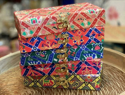 LAMANSH Cash box Multicolor / Wood & Fabric / 20 LAMANSH® Pack of 20 Patola Print Gaddi Cash Box, Shagun Box, Gift Box, Gaddi Box, Jewellery Box, Shagun Envelope Wedding Gift Mixed Colour 