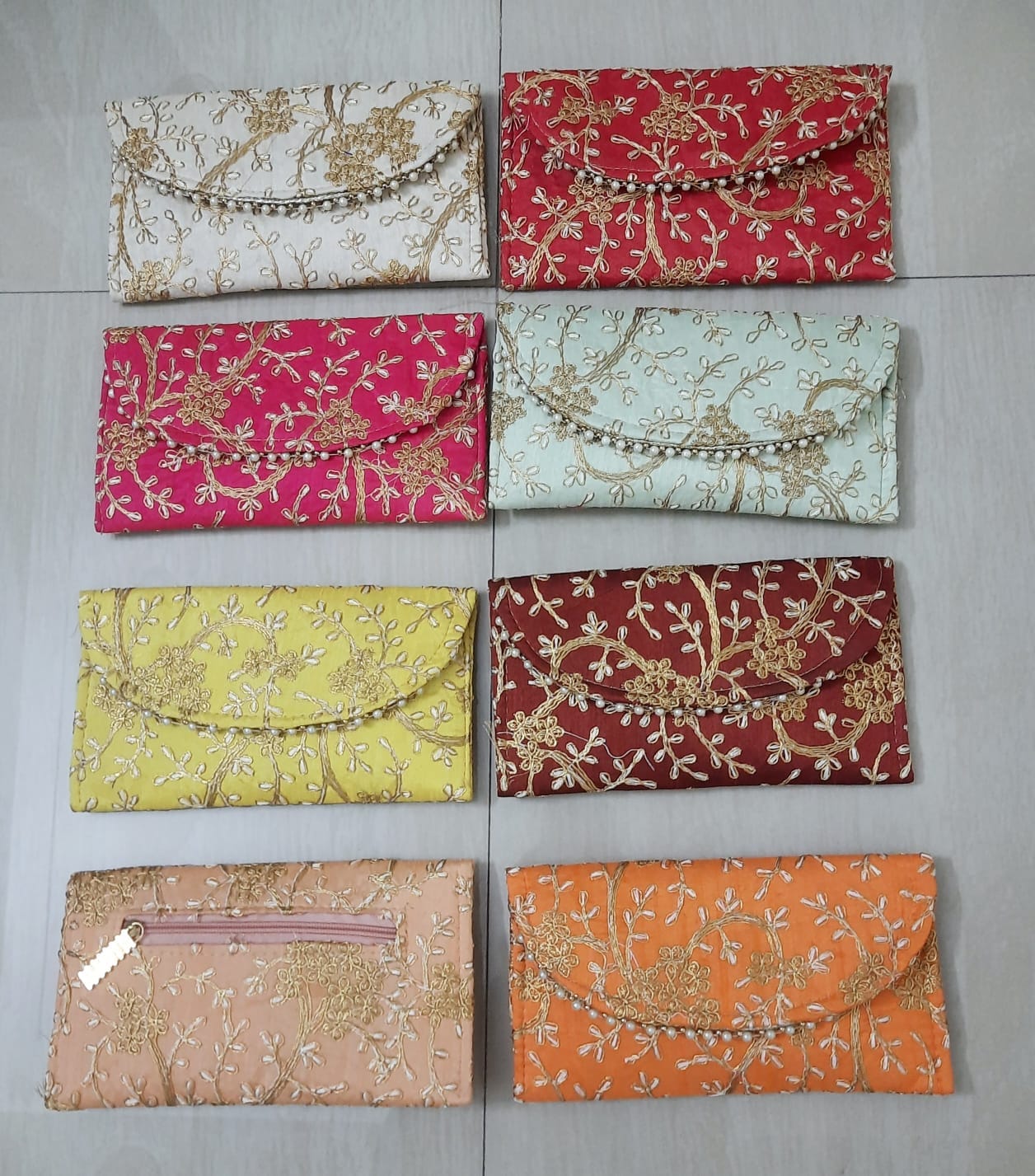 LAMANSH Clutch Assorted colors / Fabric / 9 × 5 inches LAMANSH® (Pack of 20, Assorted Color) 9×5 inch Embroidered Design ladies purse Clutches / Fabric Clutches bags for bridesmaids & giveaways 🎁