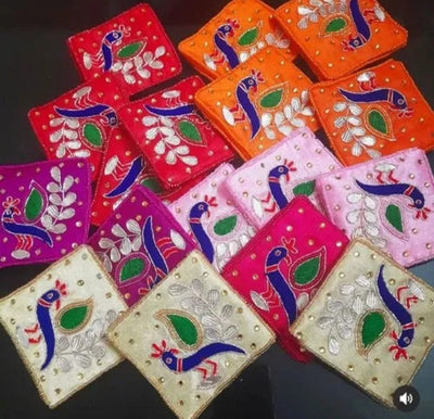 Lamansh coin bags LAMANSH Lot of 50 pcs Silk Coin Pouches / Mini Potli ginni bags for gifting 🎁 Wedding Favors Return Gifts For Guests Bridesmaid Gifts Mehendi Sangeet Favors Bachelorette Party Gift
