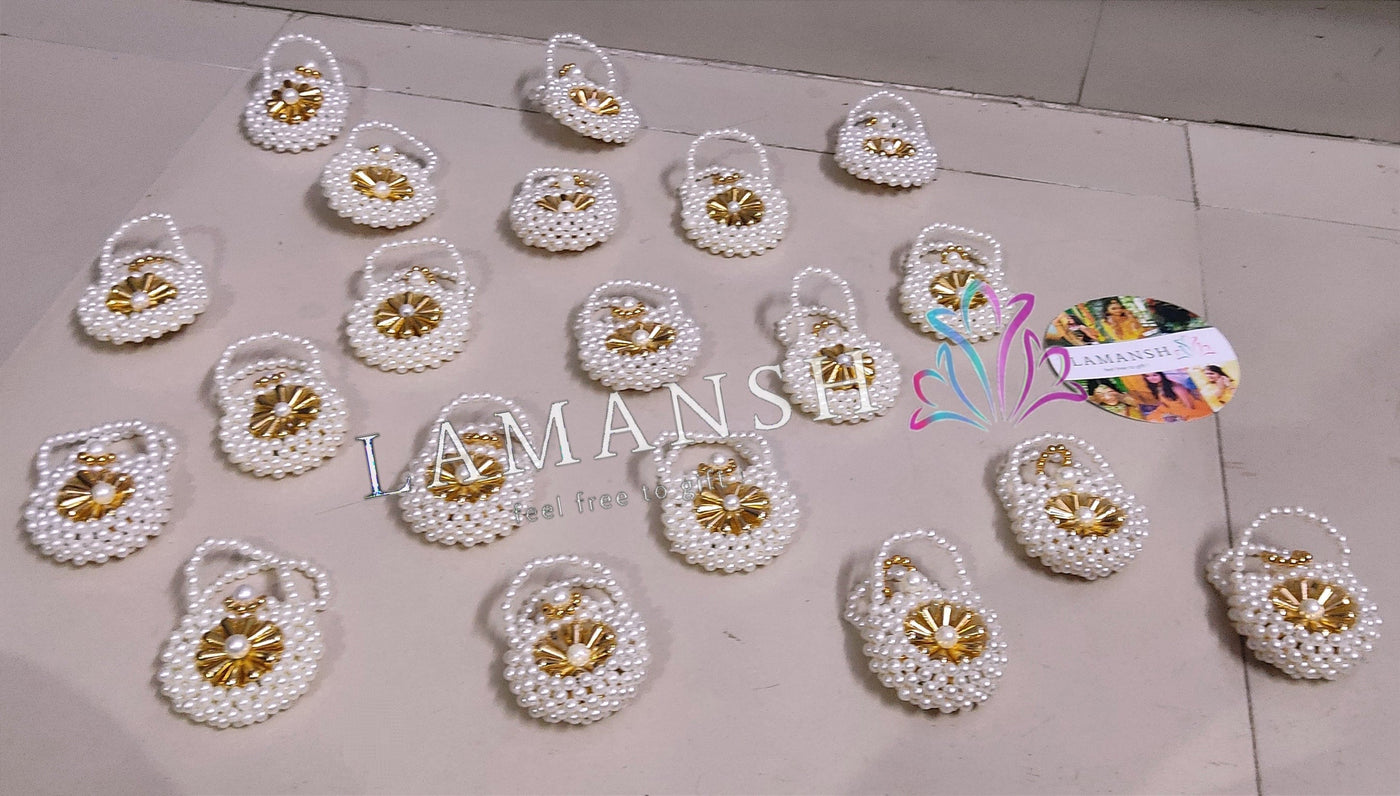 Lamansh coin bags LAMANSH® Pearls beaded Coin 🪙 Pouches / Coin Moti Bags / Mini Potli ginni pearls bags for gifting 🎁 Wedding Favors Return Gifts For Guests Bridesmaid Gifts Mehendi Sangeet Favors