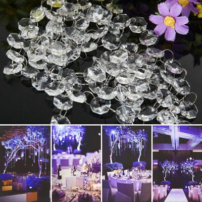 Lamansh crystal hangings LAMANSH® (3 ft height) Pack of 10 Crystal Transparent 14 mm Octagonal Strings Bead Glass Crystal Hanging Curtain (Transparent)