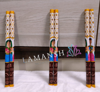 LAMANSH dandiya LAMANSH® ✨ RRR ( Royal Raja Rani ) PVC Coated Wooden Dandiya Sticks for Dance - Navratri Festival , Wedding Favors & Return Gifting 🎁 / Dandiya Sticks💃🥢For Garba