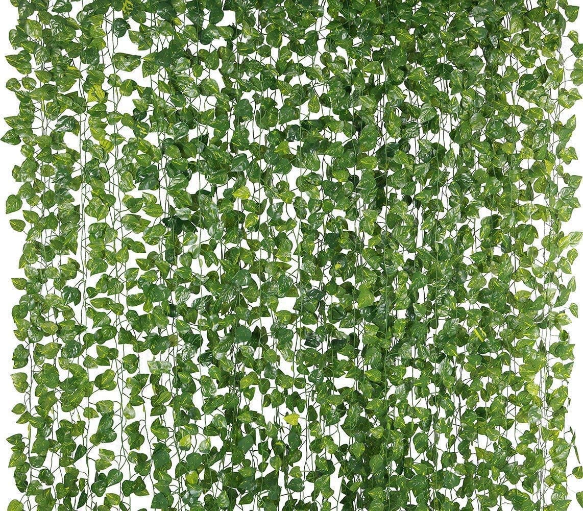 Lamansh decor hanging leaves Bulk Pack of 360 Hangings,Artificial Money Plant 🌱 8 Feet Long Garland / Leaf Creeper Greenery Bail | Perfect for Home Decor, Festive Decor,Event Decor,Diwali Decorations & Pooja ceremony decor