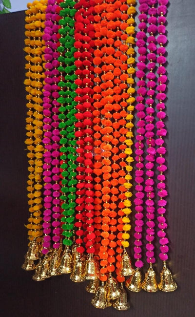 LAMANSH Decor LAMANSH® Pack of 10 Hanging Latkans for Home Decor Front Door Diwali Wedding 4 Feet Long Pom Poms Beads Bells Latkans Various Colours and Designs