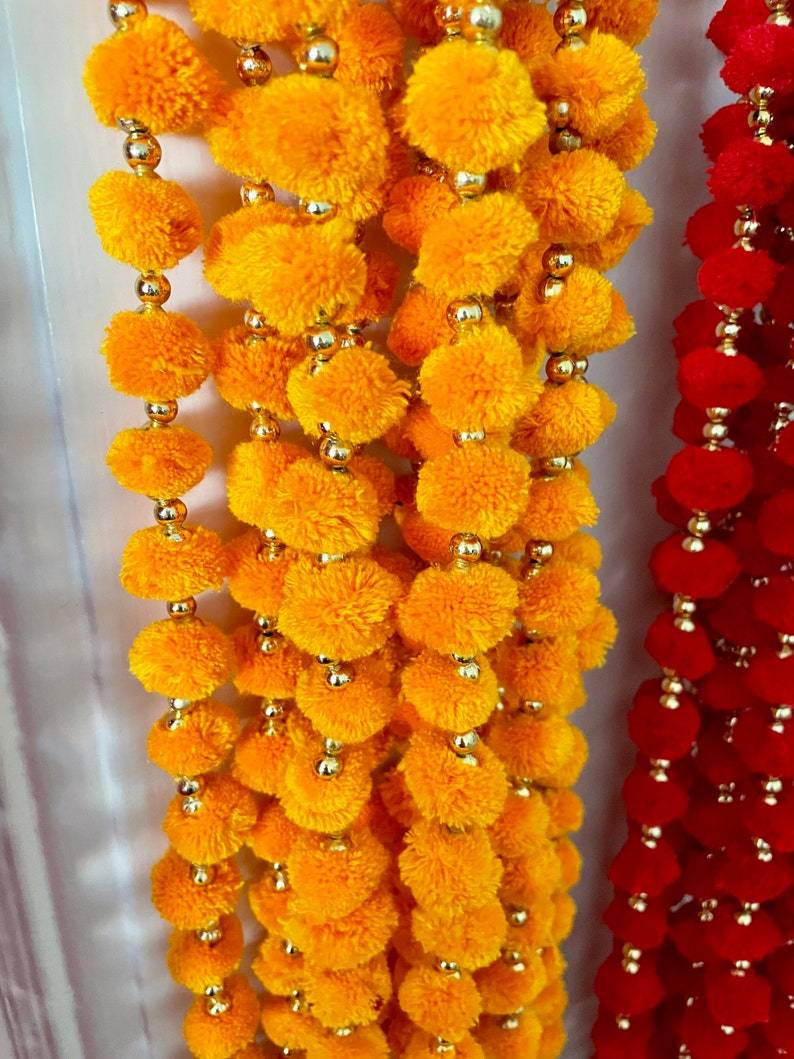 LAMANSH Decor Mix colors / 5ft. / 15 LAMANSH® Pack of 15 Hanging Latkans for Home Decor Front Door Diwali Wedding 5 Feet Long Pom Poms Beads Bells Latkans Various Colours and Designs