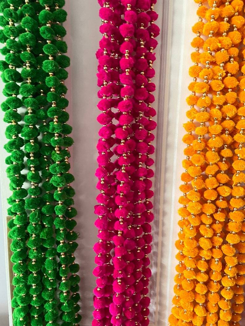 LAMANSH Decor Mix colors / 5ft. / 25 LAMANSH® Pack of 25 Hanging Latkans for Home Decor Front Door Diwali Wedding 5 Feet Long Pom Poms Beads Bells Latkans Various Colours and Designs