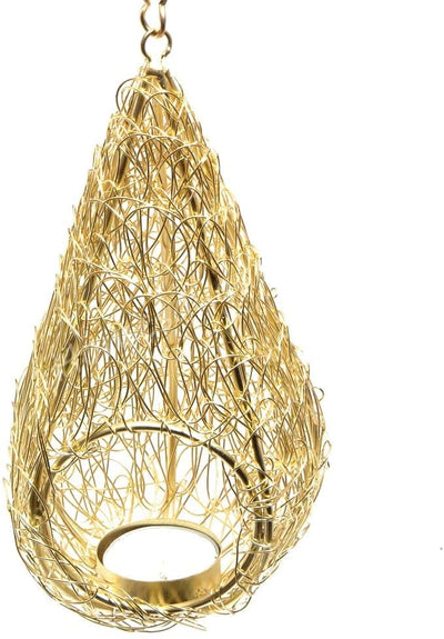 LAMANSH ® decorative cage candle holder Golden LAMANSH Decorative Metal Gold Bird's Nest Hanging Tealight Candle Holder