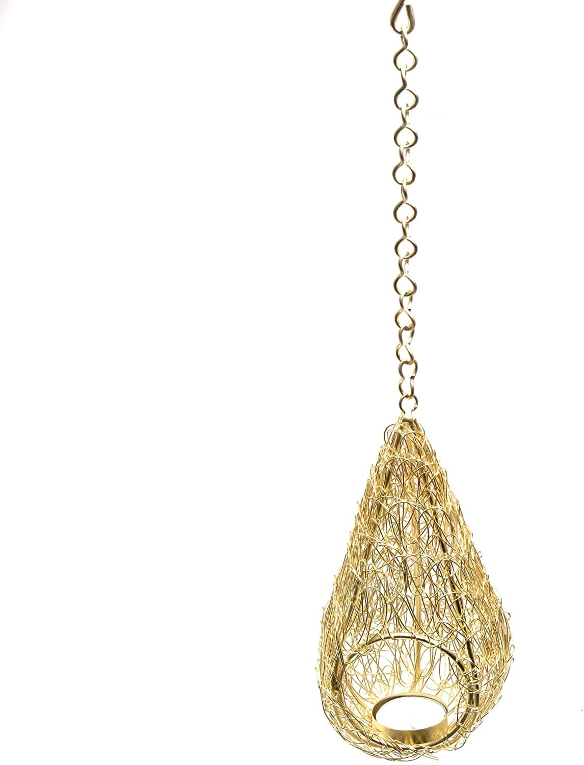 LAMANSH ® decorative cage candle holder Golden LAMANSH Decorative Metal Gold Bird's Nest Hanging Tealight Candle Holder