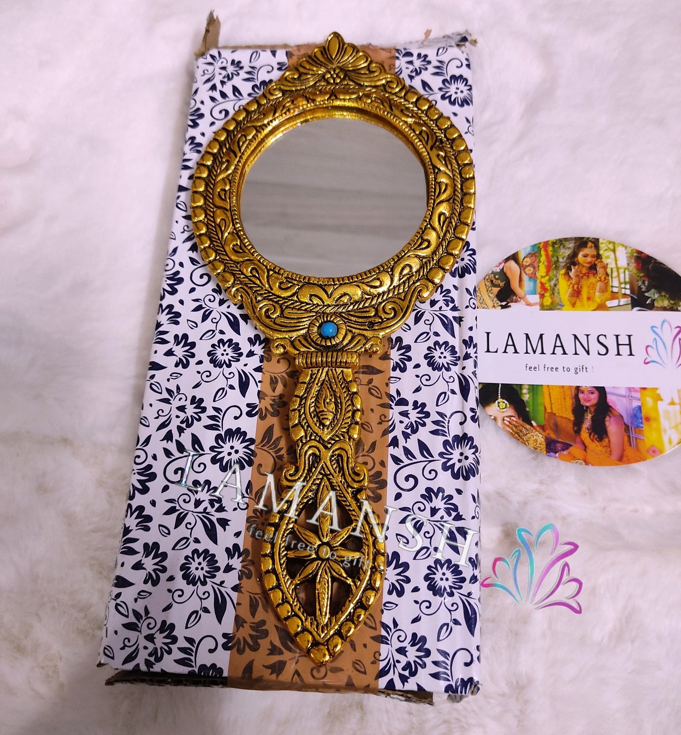 Lamansh designer mirrors LAMANSH® Metal Gold Plated Hand Mirror for Return Gifts & Favors 🎁
