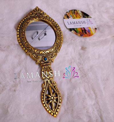 Lamansh designer mirrors LAMANSH® Metal Gold Plated Hand Mirror for Return Gifts & Favors 🎁