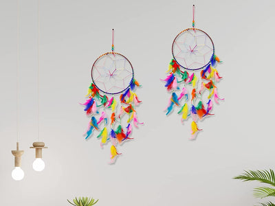 LAMANSH Dream Catcher Multicolor / Feather / 2 LAMANSH® Handmade Pack of 2 Dream Catchers Wall & Door Hanging for Home/Office Decor, Multicolor